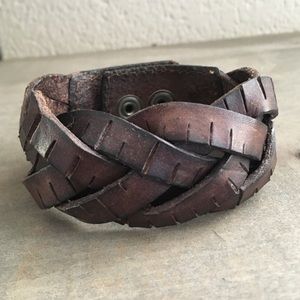 Fossil - brown leather braided bracelet
